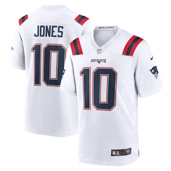 mens nike mac jones white new england patriots player game 